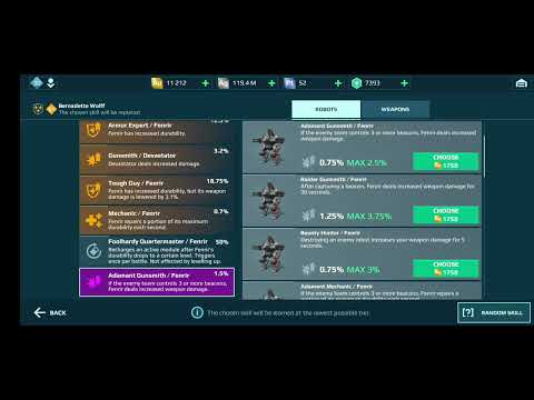 spending 20000 Gold  for Fenrir pilot skills War Robots