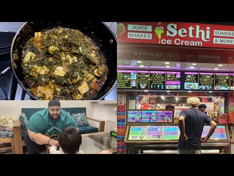 Palak paneer recipe # going to sethi ice cream # Evening walk with yashveer # jazz ki duniya