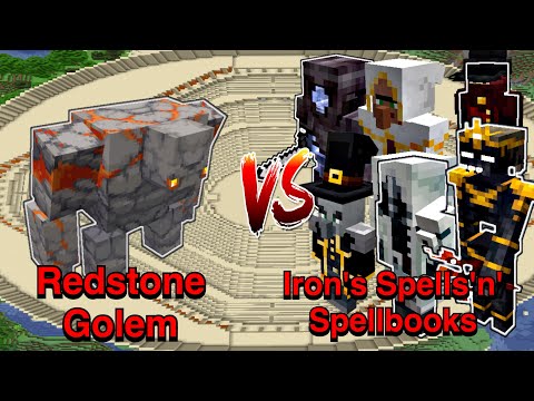Minecraft |Mobs Battle| Redstone Golem (Goety)VS Iron's Spells 'n Spellbooks