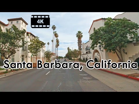 Driving in Downtown Santa Barbara , California - 4K