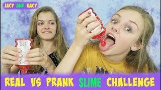 Real vs Prank Slime Challenge ~ Jacy and Kacy