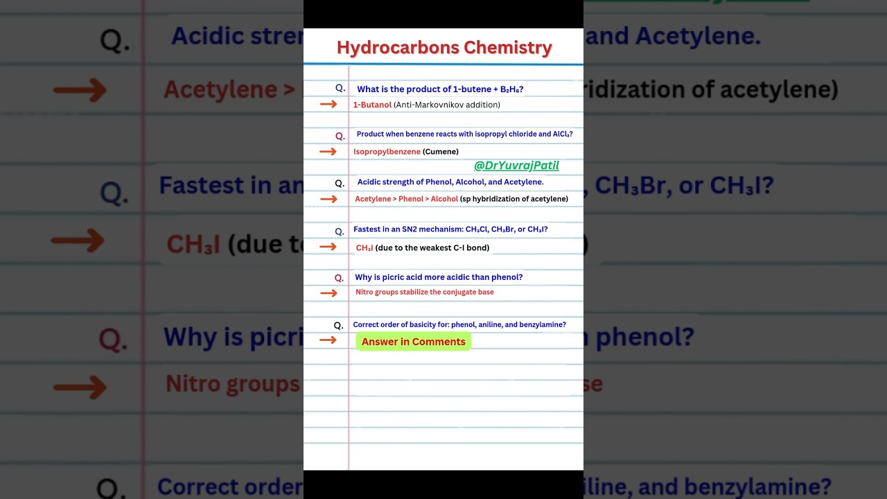 Hydrocarbons class 11 | Question and Answers |✨| hydrocarbons chemistry class 11 | goc chemistry