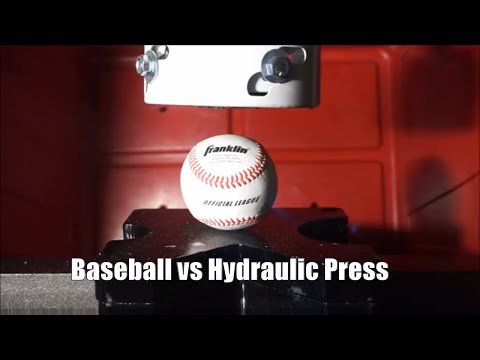 Baseball Crushed By Hydraulic Press! See What's Inside a Baseball! Video