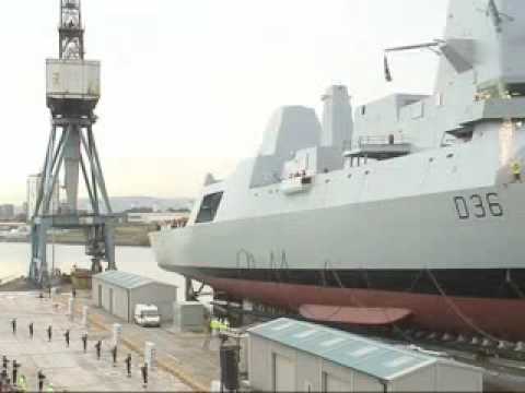 Exclusive HMS Defender launch Oct 2009 Govan Glasgow