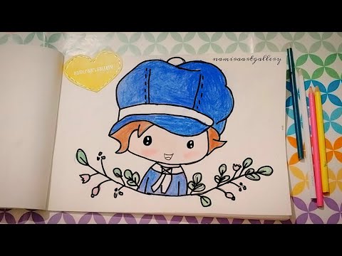 Boy drawing | simple drawing | leaves and flowers drawing | namiraartgallery