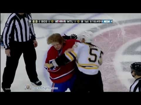 Johnny Boychuk vs Ryan White Mar 8, 2011