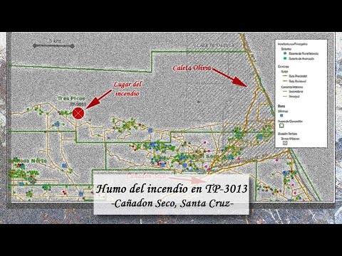 «Humo del incendio en TP-3013 -Cañadón Seco, Santa Cruz-»