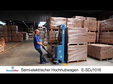 Hanselifter Hochhubwagen E-SDJ1016 Hubhöhe 1600mm Tragkraft 1000kg-youtube_img