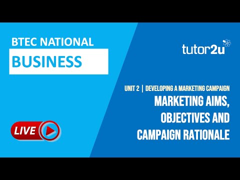 Marketing Aims, Objectives & Campaign Rationale | BTEC National Business Unit 2
