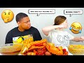 TALKING TO A GHOST PRANK ON BOYFRIEND + KING CRAB, SNOW CRAB, CRAWFISH, SWEET CORN, POTATOES MUKBANG