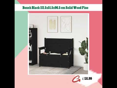 Bench Black 112.5x51.5x96.5 cm Solid Wood Pine