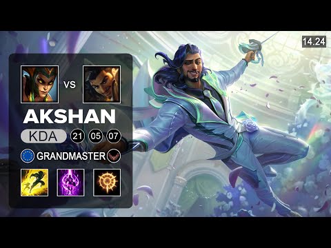 Akshan vs Cassiopeia Mid - EUW Challenger - Patch 14.24 Season 14