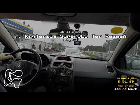 7. Kryterium SuperOES Tor Poznań 15.11.2025 - SS4 Renault Megane Sport 225 3:51.899