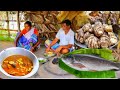 Rohu Fish Curry Recipe And Taro Root Indian  Fish Cooking Video By Santali Tribe Couple Rohufish