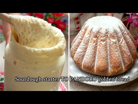 Golden Christmas Bread "PANDORO" with sourdough starter (no yeast recipe)