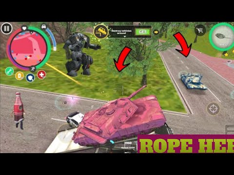 Rope Hero Vice Town (Pink Tanks Climb onTransport Truck and Destroy Car Robot Police)- HD