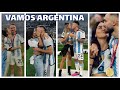 Unforgettable moments..Argentine players celebrate with their wives, families, and girlfriends ..