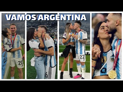 Unforgettable moments..Argentine players celebrate with their wives, families, and girlfriends ..