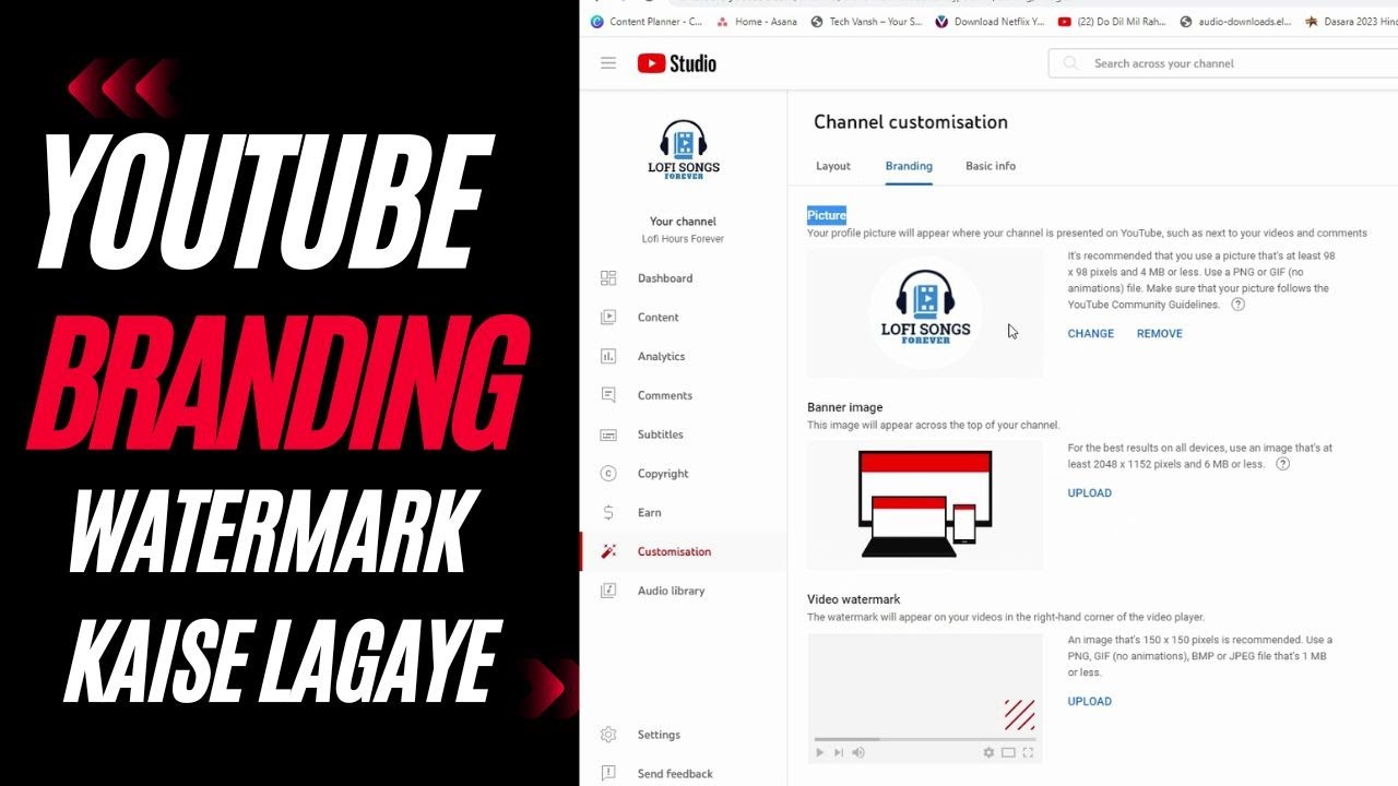 YouTube Branding Watermark Kaise Lagaye  Perfect Size of YouTube Logo, Channel Art & Watermark
