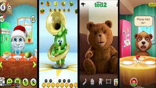 4 split screen gameplay My Talking cat Tom and virtual pet BEAR
