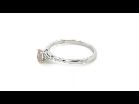 Morganite 0.30ct Diamond 0.03ct Cluster Ring 9k White Gold
