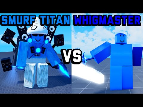 Smurf Titan vs whigmaster who will win!? Super box siege defense | Roblox