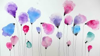 Easiest & Quickest Loose Watercolour Florals For Beginners using CHEAP PAINTS