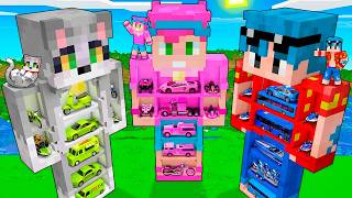 Minecraft: GARAJE de AUTOS NOOB vs PRO vs HACKER