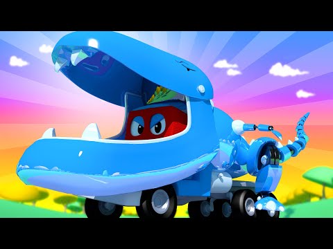 Jurassic WORLD - Robotic T-rex Truck - Carl the Super Truck - Car City ! Trucks Cartoon for kids