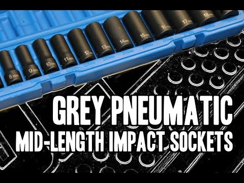 Grey Pneumatic Mid-Length Impact Sockets (1213MSD) GP 3/8" Metric