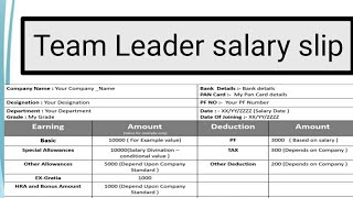 Team Leader Salary Slip Explained