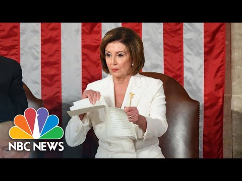 ドナルド・トランプ大統領の演説「State Of The Union」のコピーをナンシー・ペロシが切り取る様子を見る｜NBCニュース (Watch Nancy Pelosi Rip Up Copy Of President Donald Trump’s State Of The Union Speech | NBC News)