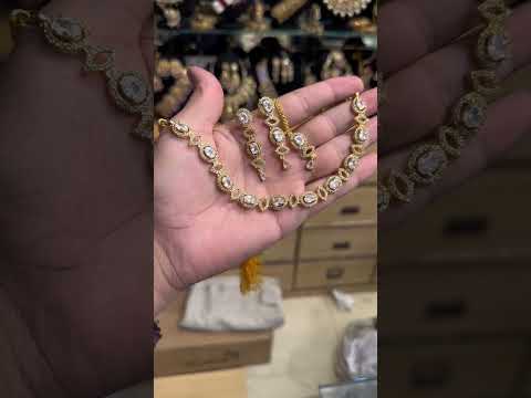 Original AD American Diamond Stones Simple Elegant Necklace Set😍🔥#trending #shorts #foryou #fashion