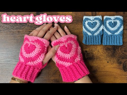Crochet Fingerless Heart Gloves Tutorial & Free Written Pattern