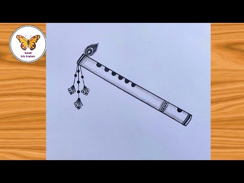 Beautiful krishna flute drawing| Bansuri drawing easy| @karabiartsacademy6921