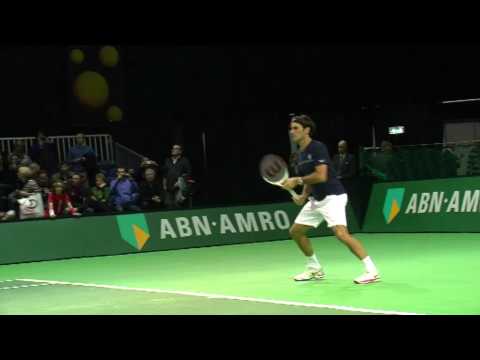 Federer Practises In Rotterdam Ahead Of First Match