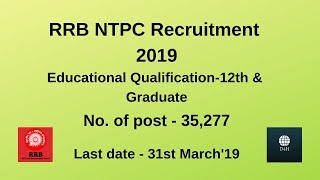 RRB NTPC Recruitment 2019