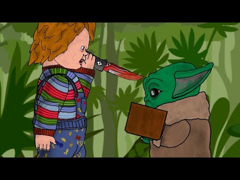 Baby Yoda vs Chucky  Animation Drawing Cartoons 2