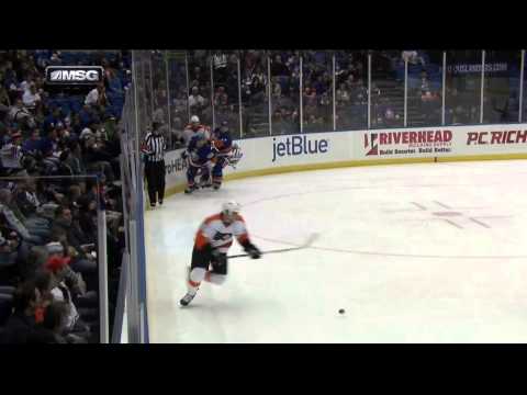 Eric Boulton vs Jay Rosehill fight Philadelphia Flyers vs NY Islanders 10/26/13 NHL Hockey