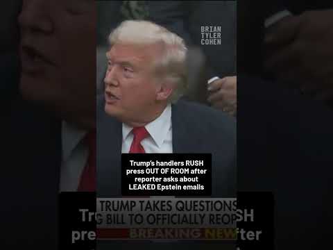 Reporters RUSHED out of room as Trump is asked about Epstein