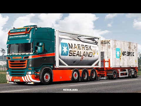 SpecTransGroup Scania R V8 v2.4 & Container Trailer | ETS2 Mods v1.40