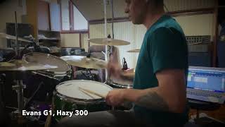 Video thumbnail for Evans snare drumheads comparison (G12, Hazy 500; G1, Hazy 300) by Yuri Volodin