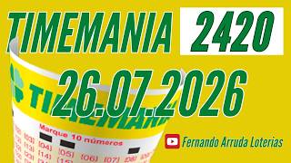 Resultado Timemania de hoje 26/07, Ganhadores Timemania 2420 de hoje