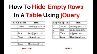how to hide empty rows in a table using jquery 3.3.1