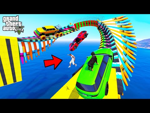 FRANKLIN TRIED IMPOSSIBLE CURVY ROAD ULTRA MEGA RAMP PARKOUR CHALLENGE GTA 5 | SHINCHAN and CHOP