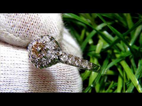 Round Old Cut Natural Chocolate Diamond Solitaire Engagement Ring 14k White Gold
