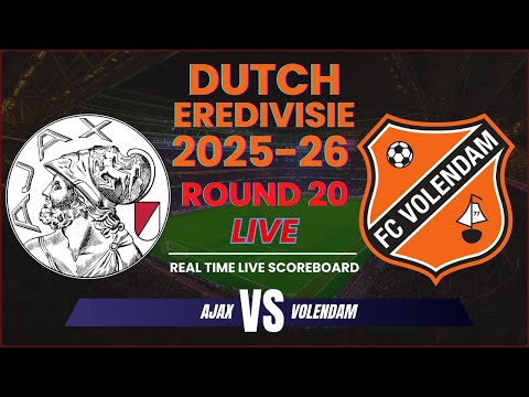 Ajax vs FC Volendam Live Scores | 2025-26 Eredivisie Round 20