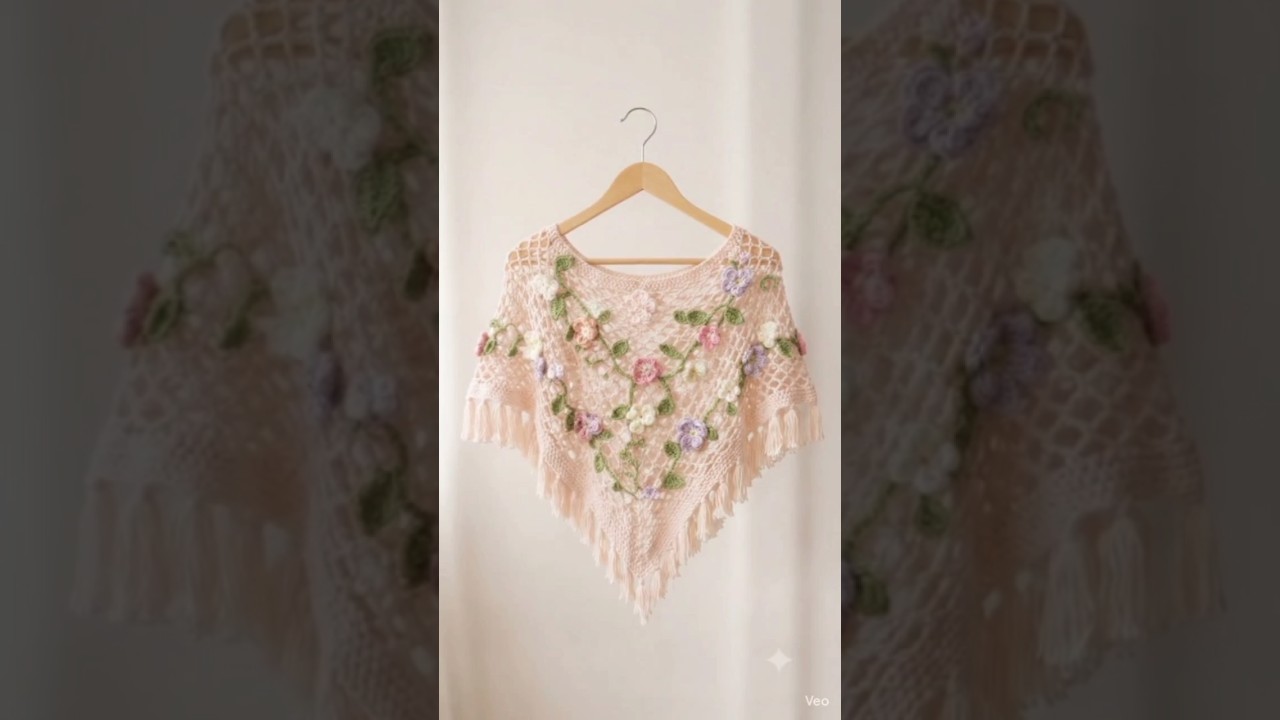 🌸 “Handmade Floral Crochet Poncho”#shorts #crochet #trending #viral #crocheting