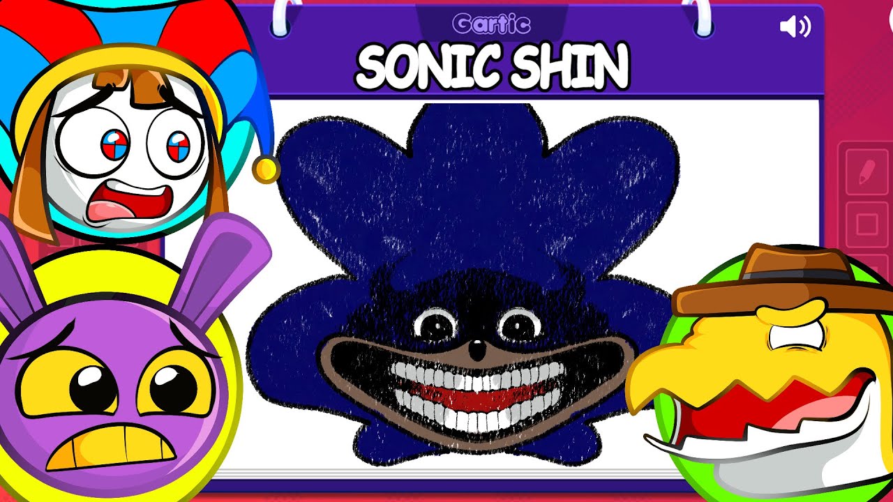 Pomni e Jax DESENHARAM o SHIN SONIC no Gartic Phone