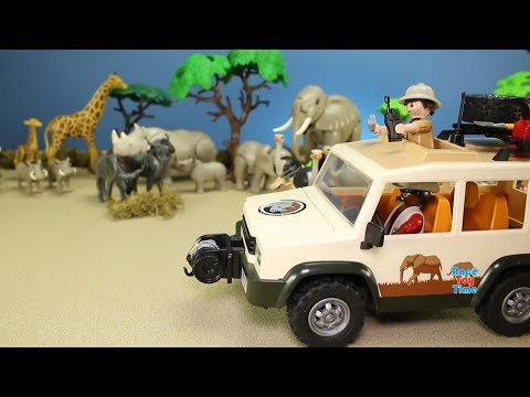 Playmobil Safari Truck with Lions Playset Build Review   Learn Animal Names For Kids Video